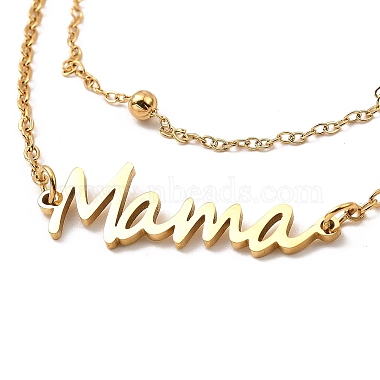 День матери 304 браслеты-цепочки из нержавеющей стали ma ma с многозвеньями для женщин(BJEW-Q335-01B-G)-2