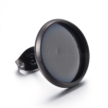 Electrophoresis Black Flat Round Stainless Steel Earring Settings