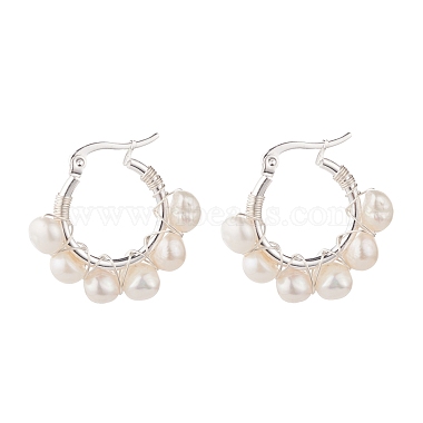 White Ring Pearl Earrings