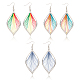 3 Pair 3 Color Bohemia Woven Leaf Dangle Earrings(EJEW-AN0001-14)-1