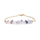2Pcs 2 Color Natural Fluorite Chip Beaded Link Bracelets Set with 304 Stainless Steel Cable Chains(BJEW-JB07914-02)-4