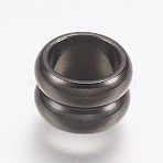 304 Stainless Steel Beads, Large Hole Beads, Grooved, Column, Gunmetal, 10x6mm, Hole: 6~6.8mm(STAS-G164-01B)
