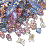 100g Plating Acrylic Beads, Metal Enlaced, Mixed Shape, Mixed Color, 10~39.5x10~14.5x3.5~9.5mm, Hole: 1.2~1.6mm(KY-CJ0001-61)