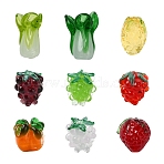 18Pcs 9 Styles Autumn Theme Handmade Lampwork Beads, Mixed Shapes, Mixed Color, 12.5~21x12~14x11.5~14mm, Hole: 1.2~2mm, 2pcs/style(LAMP-YW0001-28)