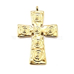 304 Stainless Steel Pendants, Cross Charm, Ion Plating(IP), Golden, 47x30x1.5mm, Hole: 3mm(X-STAS-R164-02G)