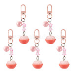5Pcs Opaque Resin Fruit & Star Pendant Decorations, with Alloy Swivel Clasp, Mangosteen, 88mm(AJEW-TADJ0001-01E)