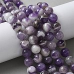 Round Natural Chevron Amethyst Bead Strands, 10mm, Hole: 1mm, about 39pcs/strand, 15.35''(39cm)(G-S380-01B)