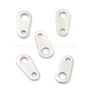 304 Stainless Steel Chain Tabs, Chain Extender Connectors, Teardrop, Stainless Steel Color, 6.5x3x0.5mm, Hole: 0.9mm and 1.5mm(STAS-G245-04C)