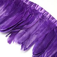 Fashion Goose Feather Cloth Strand Costume Accessories, Dark Violet, 100~180x38~62mm, about 2m/bag(FIND-Q040-05N)