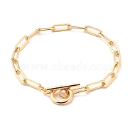 Brass Paperclip Chain Bracelets, with 304 Stainless Steel Toggle Clasps, Golden, 7-3/4 inch(19.6cm)(BJEW-JB05736)