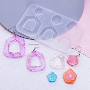 DIY Pendant Silicone Molds, Resin Casting Molds, for UV Resin, Epoxy Resin Jewelry Making, Pentagon Pattern, 69x109x5mm, Hole: 1.5mm, Inner Diameter: 17~43x15.5~37mm(DIY-E065-07H)