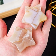 Natural Cherry Blossom Agate Star Healing Stones, Pocket Palm Stones for Reiki Ealancing, 40~50mm(DJEW-PW0013-32)