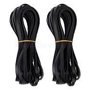 Flat Leather Jewelry Cord, Jewelry DIY Making Material, Black, 5x1.4mm, about 10.94 Yards(10m)/Roll(WL-GF0001-06C-01)