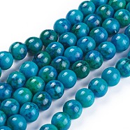 Natural Chrysocolla Beads Strands, Dyed, Round, 8mm, Hole: 1.4mm, about 33pcs/strand, 10 inch(25.5cm)(G-F647-02-B)