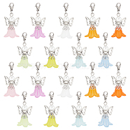 Angel Acrylic Pendant Decoration, with 304 Stainless Steel Clasps, Mixed Color, 43mm, 9 colors, 4pcs/color, 36pcs/set(HJEW-AB00699)