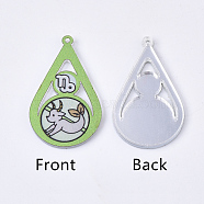 Acrylic Pendants, PVC Printed on the Front, Film and Mirror Effect on the Back, teardrop, with Constellation, Capricorn, Capricorn, 29.5x18x2mm, Hole: 1.5mm(X-OACR-S035-16B)