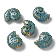 Handmade Porcelain Beads, Snail, Cadet Blue, 20~21x16~17x9~10.5mm, Hole: 3mm(PORC-L080-F11)