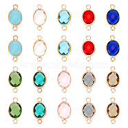 40Pcs 10 Colors Transparent K9 Glass Connector Charms, with Golden Plated Brass Findings, Faceted, Oval Links, Mixed Color, 16.5x8.5x4mm, Hole: 1.8mm, 4pcs/color(GLAA-UN0001-13)