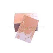 100Pcs Rectangle Gold Stamping Paper Necklace and Earring Display Cards, Light Salmon, 9x6cm(PW-WG32565-10)