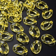 Transparent Acrylic Linking Rings, Quick Link Connectors, for Cable Chains Making, Twisted Oval, Yellow, 23.5x16.5x4.5mm, Inner Diameter: 6.5x13mm, about 666pcs/500g(MACR-S373-108-B08)