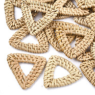 Handmade Reed Cane/Rattan Woven Linking Rings, For Making Straw Earrings and Necklaces,  Triangle, BurlyWood, 40~43x40~45x5mm, Inner Measure: 11~21x11~21mm(X-WOVE-T005-15A)