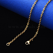 PVD Vacuum Plating 304 Stainless Steel Cable Chain Necklace, with Lobster Claw Clasp, Real 18K Gold Plated, 19.68 inch(50cm), Link: 4x3x0.8mm(NJEW-S420-004G)