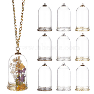 12Pcs Glass Dome Cloche Cover, Bell Jar, with 12Pcs Brass Cabochon Settings and 12Pcs Bead Cap Pendant Bails, Mixed Color, 26x2mm(DJEW-BC0001-21)