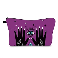 Evil Eye Theme Polyester Cosmetic Pouches, with Iron Zipper, Waterproof Clutch Bag, Toilet Bag for Women, Rectangle, Medium Violet Red, 13x22x2.2cm(ABAG-D009-01I)