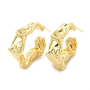 Rack Plating Brass Twist Round Stud Earrings, Half Hoop Earrings, Long-Lasting Plated, Cadmium Free & Lead Free, Real 18K Gold Plated, 22.5x22x8mm(EJEW-Q773-06G)