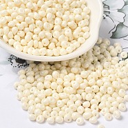 6/0 Opaque Baking Paint Glass Seed Beads, Teardrop, Floral White, 4.5~5x4x3~3.5mm, Hole: 0.9mm, about 5625Pcs/Pound(SEED-M012-02A-26)