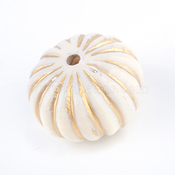 Pumpkin Plating Acrylic Beads, Golden Metal Enlaced, Beige, 18x12.5mm, Hole: 2mm, about 202pcs/500g(PACR-Q102-40A)