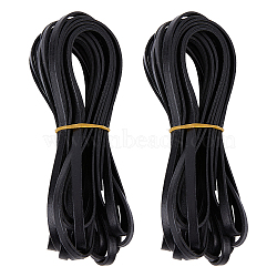 Flat Leather Jewelry Cord, Jewelry DIY Making Material, Black, 5x1.4mm, about 10.94 Yards(10m)/Roll(WL-GF0001-06C-01)