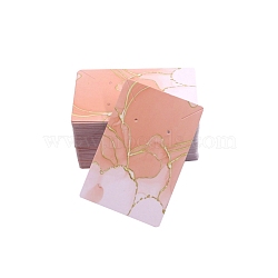 100Pcs Rectangle Gold Stamping Paper Necklace and Earring Display Cards, Light Salmon, 9x6cm(PW-WG32565-10)