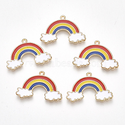 Alloy Pendants, with Enamel, Rainbow, Light Gold, Colorful, 16.5x25x2mm, Hole: 1mm(PALLOY-S177-05A)