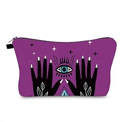 Evil Eye Theme Polyester Cosmetic Pouches, with Iron Zipper, Waterproof Clutch Bag, Toilet Bag for Women, Rectangle, Medium Violet Red, 13x22x2.2cm(ABAG-D009-01I)