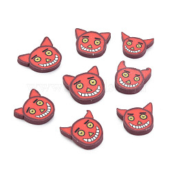 Halloween Handmade Polymer Clay Cabochons, Ghost, Red, 7.5~10.5x9~11x1~2mm, about 6600pcs/1000g(CLAY-N006-108)