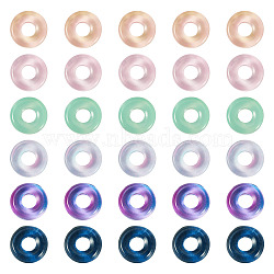 120Pcs 6 Colors Transparent Glass European Beads, Large Hole, Flat Round, Mixed Color, 12x4mm, Hole: 5mm, 20pcs/color(GLAA-TA0004-07)