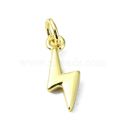 Brass Pendant, Lightning, Real 18K Gold Plated, 15x6.5x2mm, Hole: 3mm(KK-H475-34G-02)