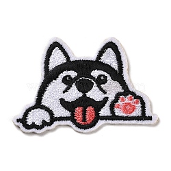 Dog Appliques, Computerized Embroidery Cloth Iron on/Sew on Patches, Costume Accessories, Black, 37.5x51.5x1.5mm(DIY-D080-13)