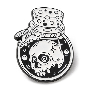 Punk Style Enamel Pin, Black Zinc Alloy Brooch for Backpack Clothes, Bottle & Skull, 30x24x1.5mm