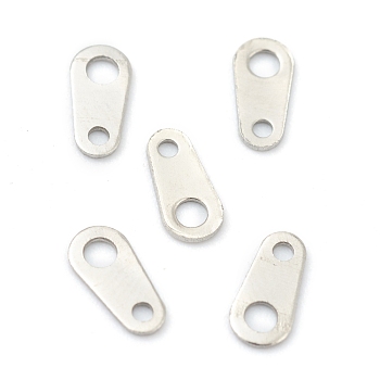 304 Stainless Steel Chain Tabs, Chain Extender Connectors, Teardrop, Stainless Steel Color, 6.5x3x0.5mm, Hole: 0.9mm and 1.5mm