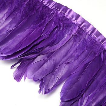 Fashion Goose Feather Cloth Strand Costume Accessories, Dark Violet, 100~180x38~62mm, about 2m/bag