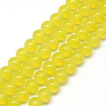 Baking Painted Glass Beads Strands, Imitation Opalite, Round, Yellow, 8mm, Hole: 1.3~1.6mm, about 100pcs/strand, 31.4 inch