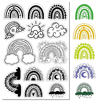 Custom PVC Plastic Clear Stamps, for DIY Scrapbooking, Photo Album Decorative, Cards Making, Stamp Sheets, Film Frame, Rainbow, 160x110x3mm