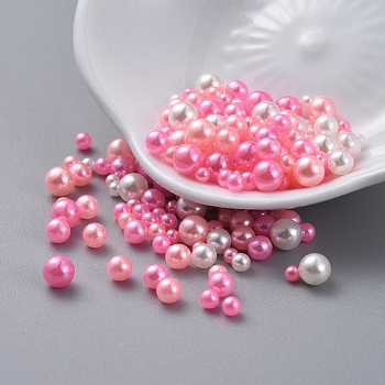 ABS Plastic Imitation Pearl, No Hole Beads, UV Resin Filler, Epoxy Resin Jewelry Making, Round, Hot Pink, 2.3~4.7mm, about 250pcs/bag