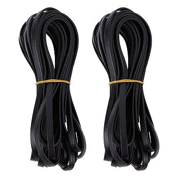 Flat Leather Jewelry Cord, Jewelry DIY Making Material, Black, 5x1.4mm, about 10.94 Yards(10m)/Roll