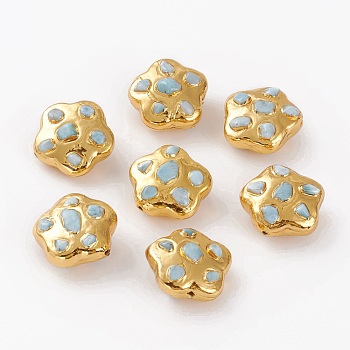 Natural Larimar Chips Beads, with Clay inside & Golden Brass Findings, Star, 22~23.3x23~24.5x12.5~13.3mm, Hole: 0.8mm