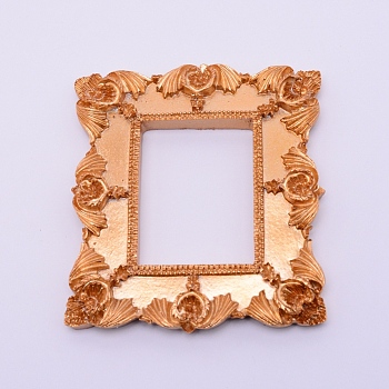 Retro Photo Frames, Resin Gold Flower Frames, Small Family Photo Holders, for Pictures Embossed Photo Props Wall Decor Accessories, Rectangle, Goldenrod, 93.5x85x10mm