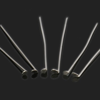 Jewelry Tools and Equipment Decorative Stainless Steel Flat Head Pins, Stainless Steel Color, 40x0.6mm, 22 Gauge, Head: 1mm