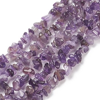 Natural Amethyst Beads Strands, Chips, 2~6x5~12mm, Hole: 0.5mm, 34 inch
